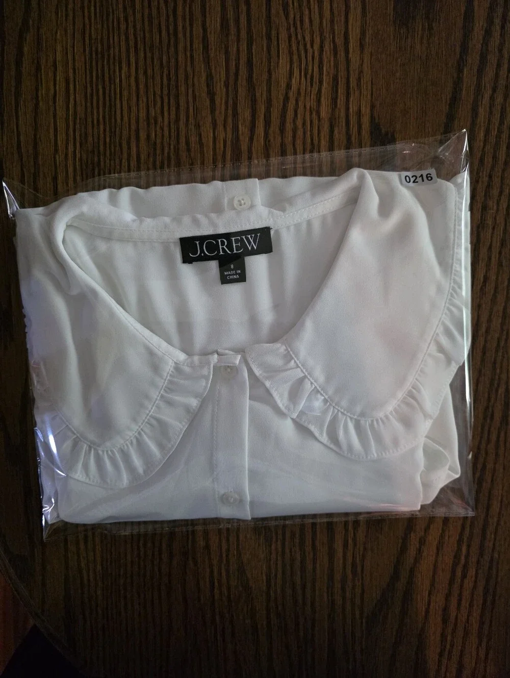 J. Crew White Ruffled Peter Pan Collar Button Down Blouse Shirt Top Size 8